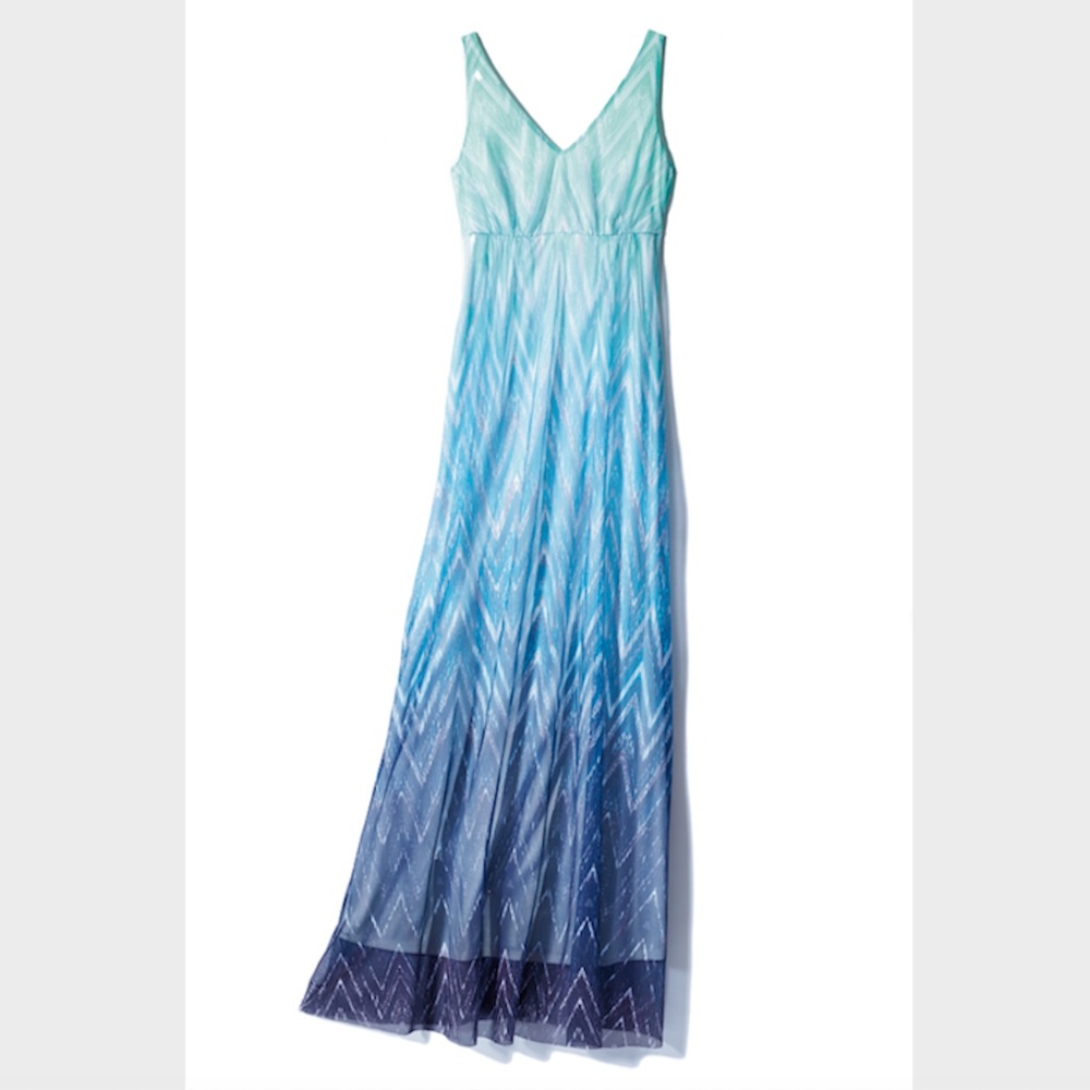 Ombre Indigo Chevron Maxi Dress